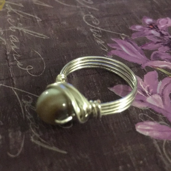 Agate bead wire wrapped ring. - Picture 3 of 6